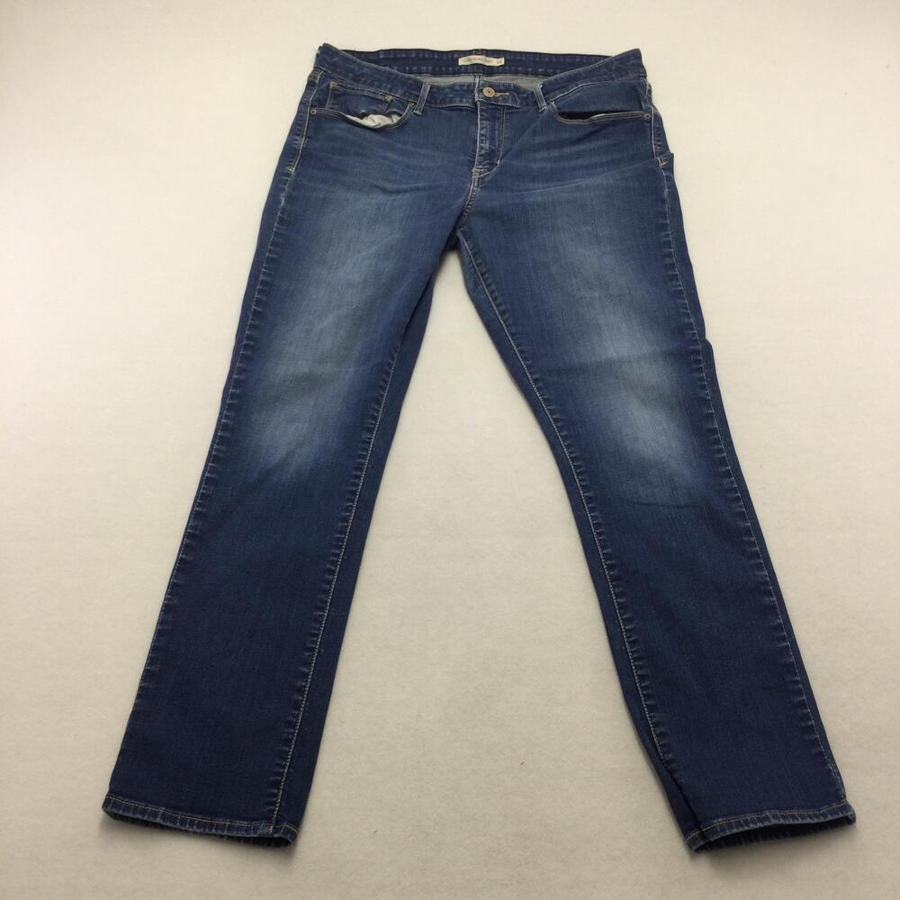 Levis Classic Mid Rise Skinny Jeans Womens 18 Blue Medium Wash Stretch Denim